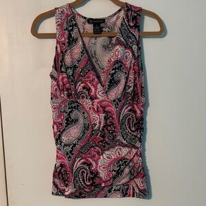 INC International Concepts Pink and Black Paisley Tank Top